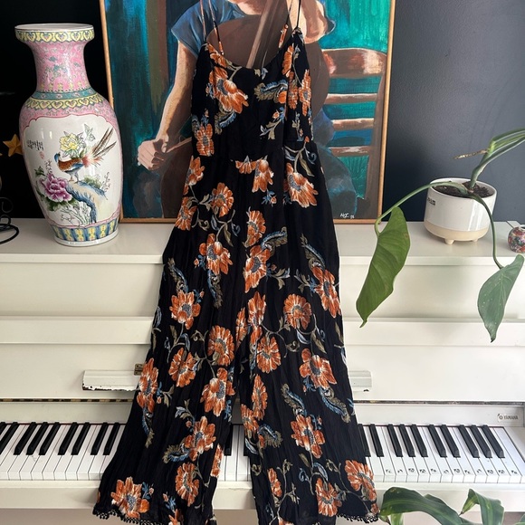 Patrons of Peace Black and Orange Floral Jumpsuit M - Picture 2 of 16